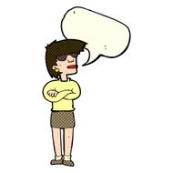 cartoon annoyed woman with speech bubble N99
