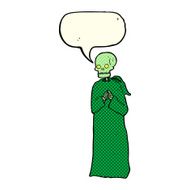 cartoon skeleton in black robe with speech bubble N3