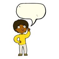 cartoon boy with idea speech bubble N45