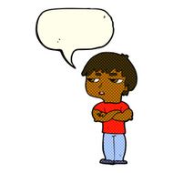 cartoon annoyed boy with speech bubble N21