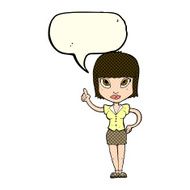 cartoon pretty girl with idea speech bubble N15