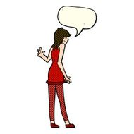 cartoon woman waving with speech bubble N176