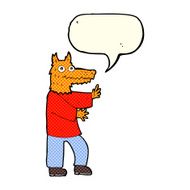 cartoon funny fox man with speech bubble N3