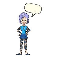 cartoon woman with heavy tattoos speech bubble N5