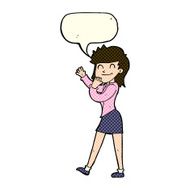 cartoon happy businesswoman with speech bubble N6