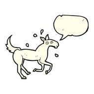 cartoon horse sweating with speech bubble N5