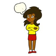 cartoon woman with folded arms speech bubble N16
