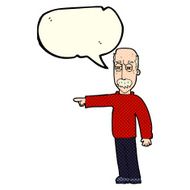 cartoon old man gesturing Get Out! with speech bubble N6