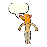 cartoon friendly fox woman with speech bubble N3