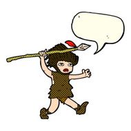 cartoon caveman with speech bubble N4
