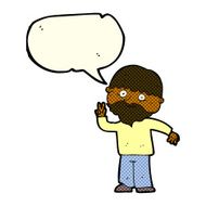cartoon man giving peace sign with speech bubble N30