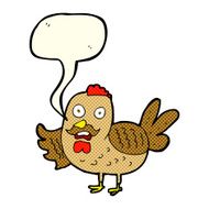 cartoon old rooster with speech bubble N5