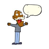 cartoon stressed old man with speech bubble N7