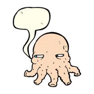 cartoon alien face with speech bubble N11