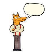 cartoon funny fox with speech bubble N3