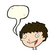 cartoon laughing boy with speech bubble N6