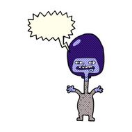 cartoon space alien with speech bubble N11