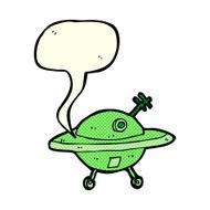 cartoon flying saucer with speech bubble N3