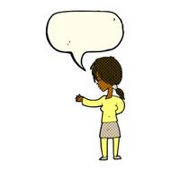 cartoon woman gesturing with speech bubble N16