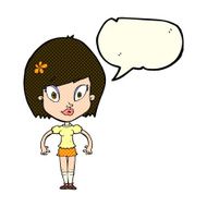 cartoon pretty woman with speech bubble N145