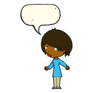 cartoon woman shrugging shoulders with speech bubble N266
