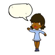 cartoon woman waving with speech bubble N178