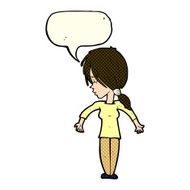 cartoon woman shrugging shoulders with speech bubble N267