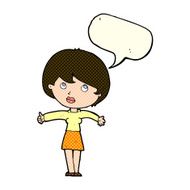 cartoon woman giving thumbs up with speech bubble N5