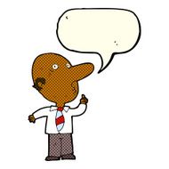 cartoon bald man asking question with speech bubble N5