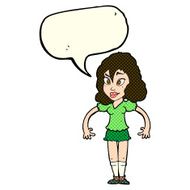 cartoon pretty woman with speech bubble N147