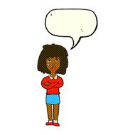 cartoon tough woman with folded arms speech bubble N6
