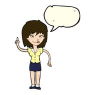 cartoon woman with idea speech bubble N128