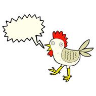 funny cartoon chicken with speech bubble N4