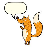 cartoon waving fox with speech bubble N9