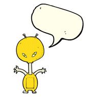 cartoon space alien with speech bubble N12