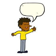 cartoon happy man reaching with speech bubble N5