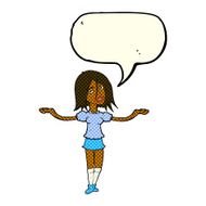 cartoon woman shrugging shoulders with speech bubble N271