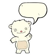 cartoon waving polar bear cub with speech bubble N24