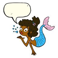 cartoon pretty mermaid with speech bubble N19