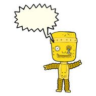 cartoon funny gold robot with speech bubble N6