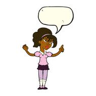 cartoon woman with idea speech bubble N130