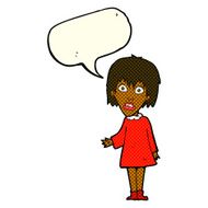 cartoon shocked woman with speech bubble N55