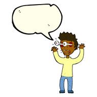 cartoon terrified man with speech bubble N115