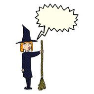 cartoon witch with speech bubble N5
