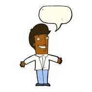 cartoon grining man with open arms speech bubble N5