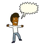 cartoon happy man with speech bubble N230