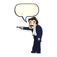 cartoon man trembling with key unlocking speech bubble N4