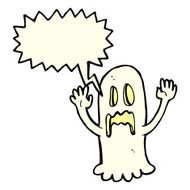 cartoon spooky ghost with speech bubble N24