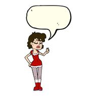cartoon woman making dismissive gesture with speech bubble N9