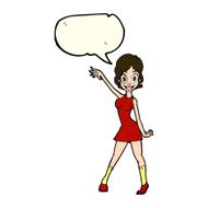 cartoon party girl with speech bubble N5